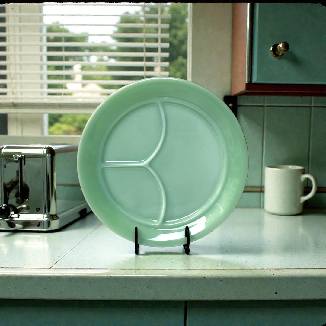 Vintage Fire King Jadeite Divided Plate - 1950s Restaurant Ware