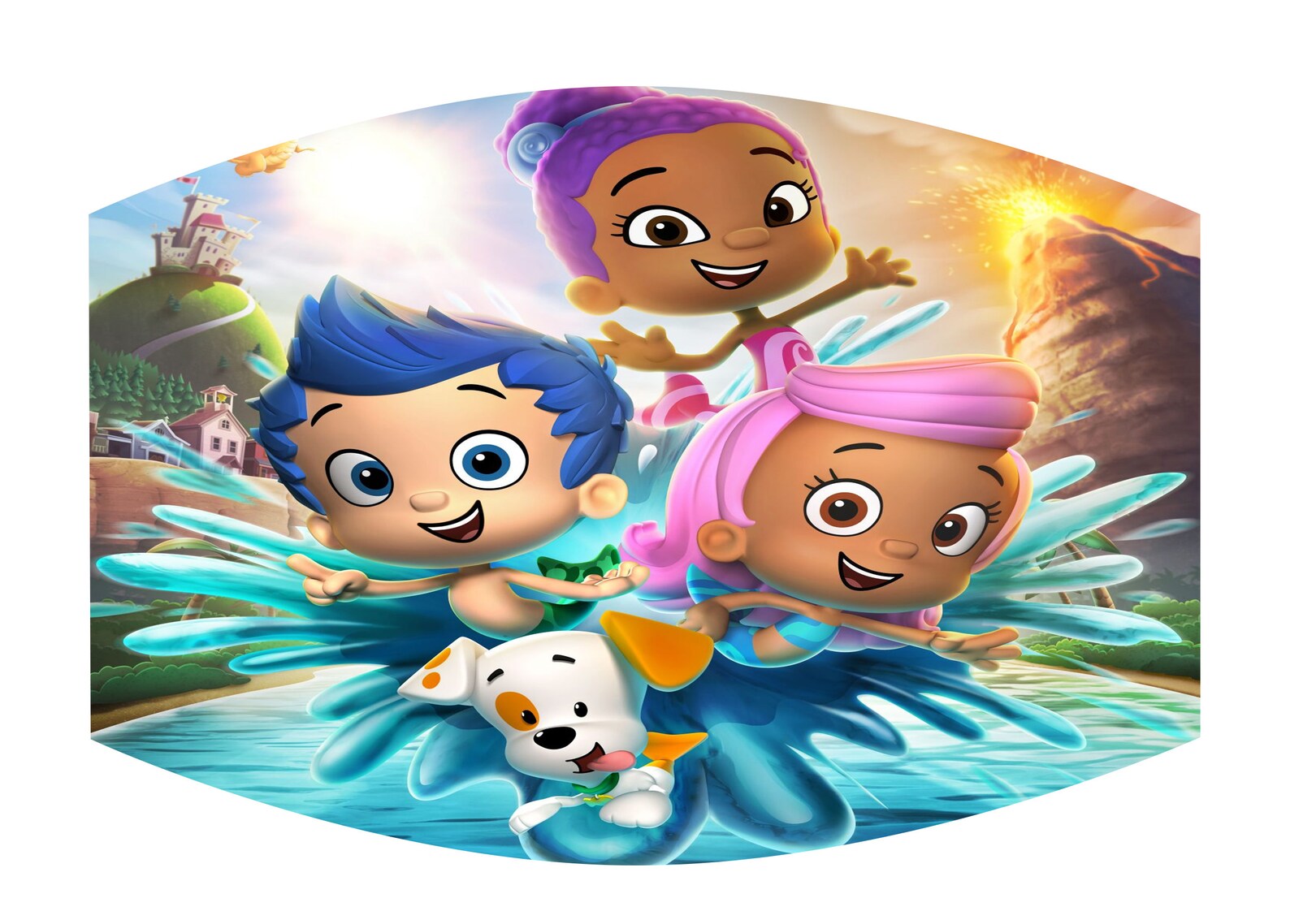 Kids bubble guppies face mask with black trim youth cartoon | Etsy