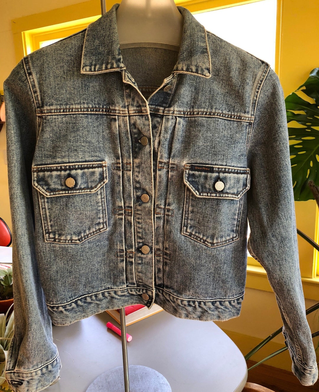 Guess Jean Jacket Women's SZ XL USA Etsy