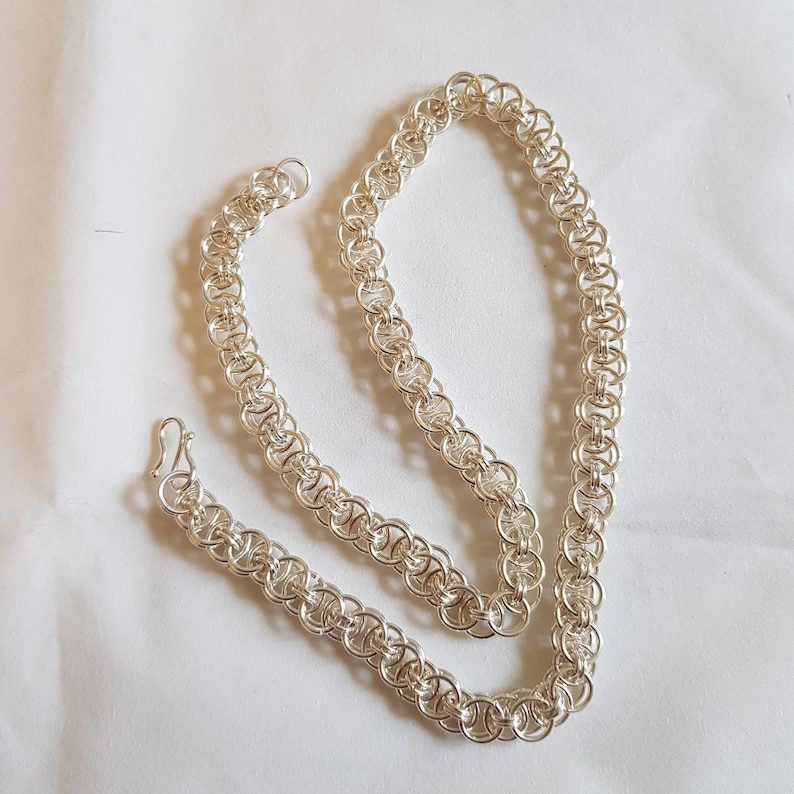 Helms weave chainmail 50 cm silver plate necklace