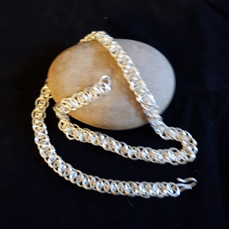Helms weave chainmail 50 cm silver plate necklace