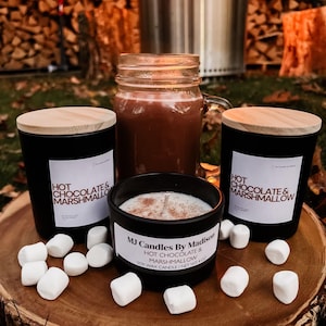 Hot Chocolate & Marshmallow Hand Poured 100% Organic Soy Wax Candle