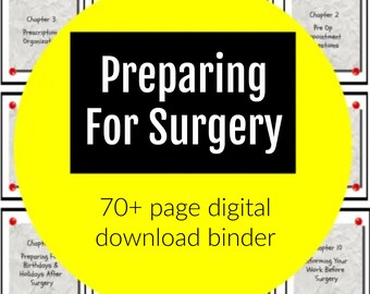 Carpeta de preparación para la cirugía, descarga digital de 76 páginas con hojas de trabajo imprimibles, cirugía, ayuda con la cirugía