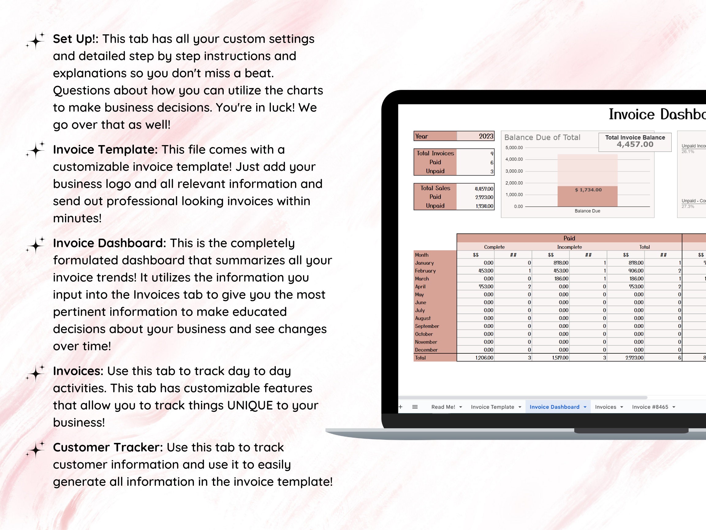 Invoice Tracker Google Sheets Small Business Spreadsheet Customer ...