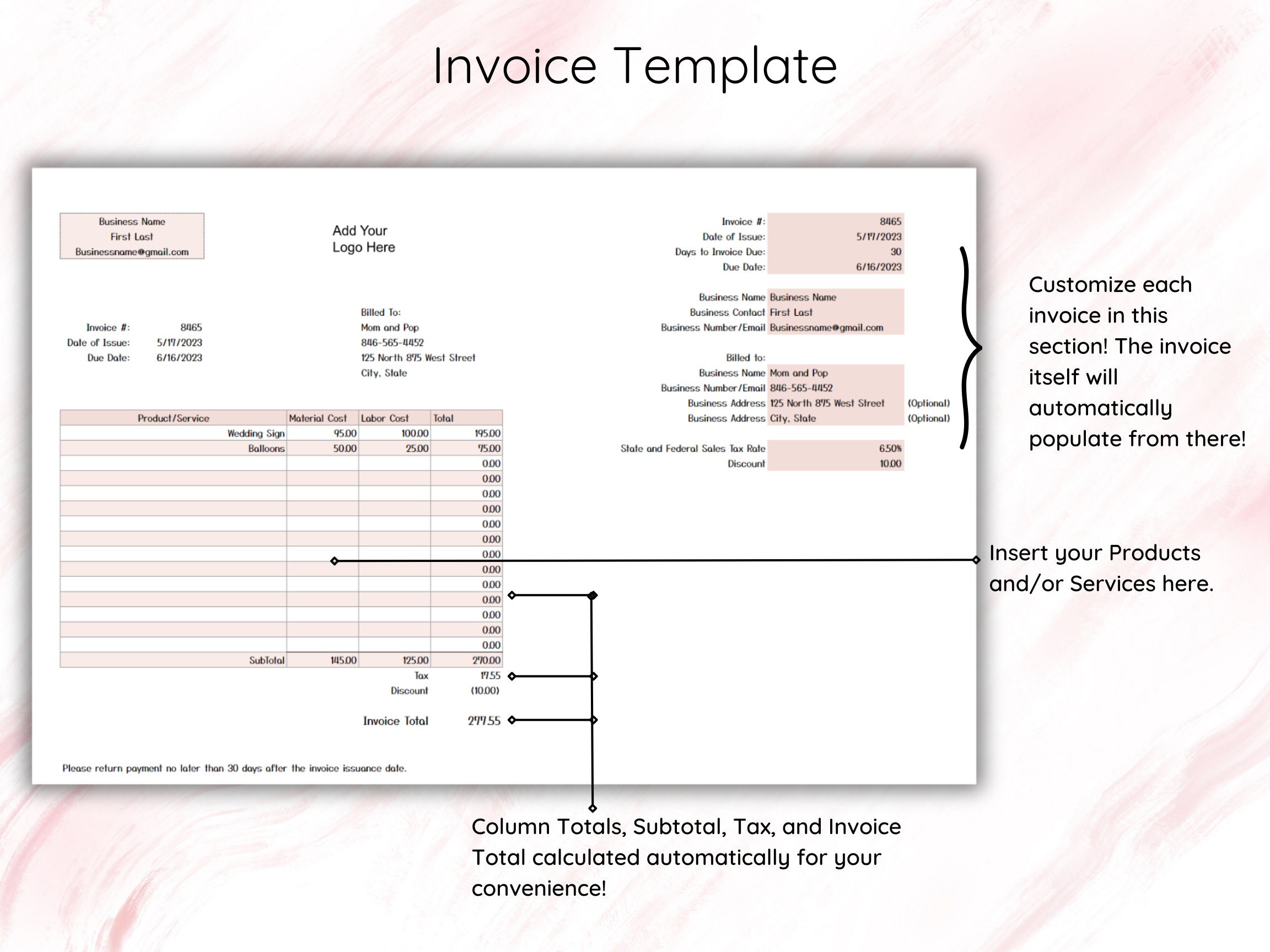 Invoice Tracker Google Sheets Small Business Spreadsheet Customer ...