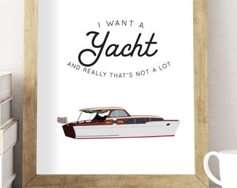 A Yacht Holiday Print, Christmas Decor, PRINTABLE Wall Art, Black Typography, Digital Download Print, Power Boat, Gift, Santa Baby