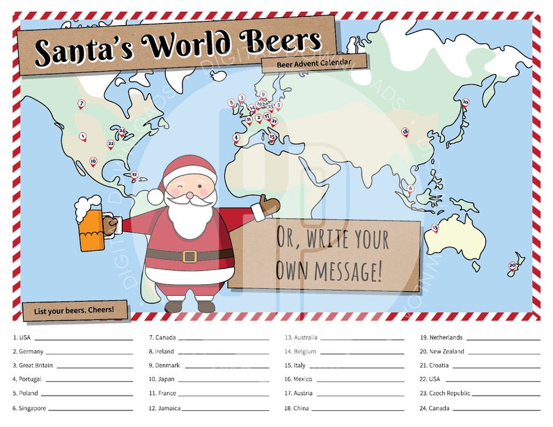 25 Days Santa's World Beers Advent Calendar Instant download Daily Tags, Beer Lover, Christmas, Gift, Present, Father, Brother, Grandpa image 8