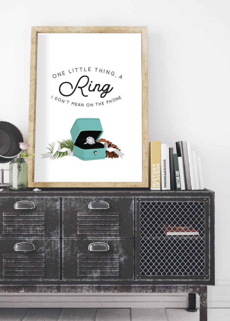 A Ring Holiday Print, Christmas Decor, PRINTABLE Wall Art, Black Typography, Digital Download Print, Tiffany & Co, Gift, Santa Baby image 3