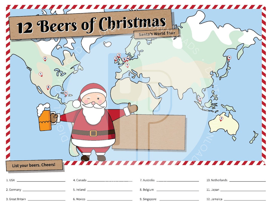 12 Beers of Christmas Advent Calendar Instant Download Beer Lover