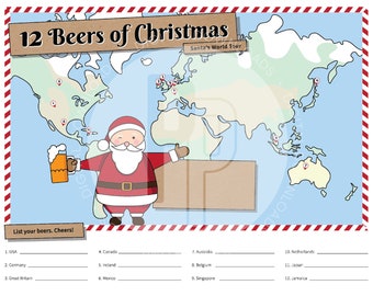 12 Beers of Christmas Advent Calendar - Instant download - Beer Lover, Christmas, Gift, Present, Father, Brother, Grandpa, DIY, Gift for Him