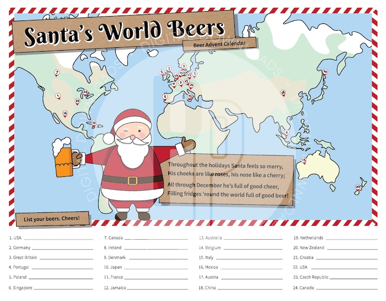 25 Days Santa's World Beers Advent Calendar Instant download Daily Tags, Beer Lover, Christmas, Gift, Present, Father, Brother, Grandpa image 7