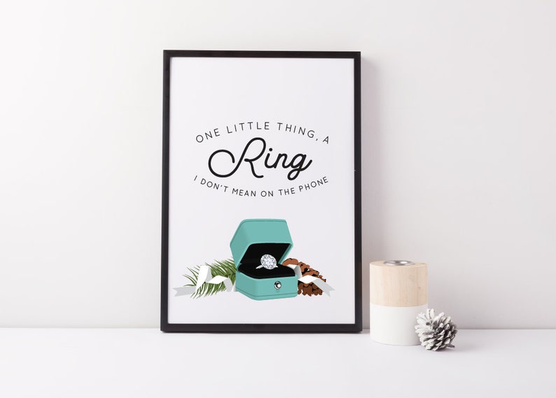 A Ring Holiday Print, Christmas Decor, PRINTABLE Wall Art, Black Typography, Digital Download Print, Tiffany & Co, Gift, Santa Baby image 5