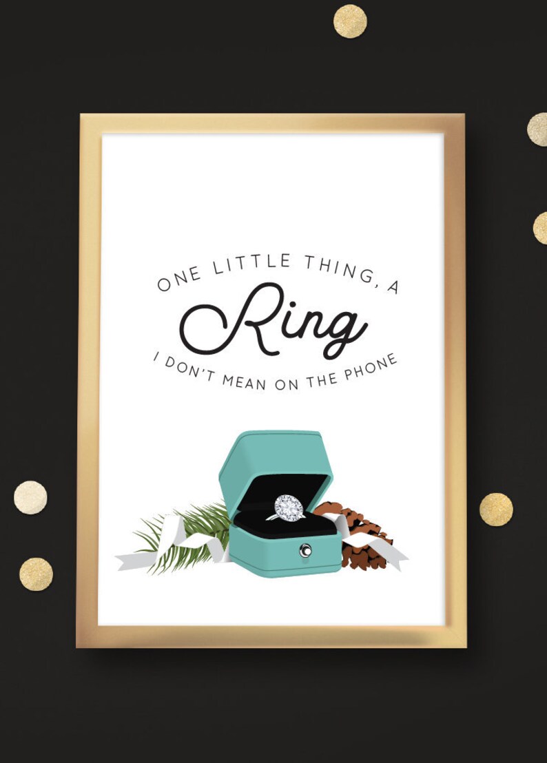 A Ring Holiday Print, Christmas Decor, PRINTABLE Wall Art, Black Typography, Digital Download Print, Tiffany & Co, Gift, Santa Baby image 1