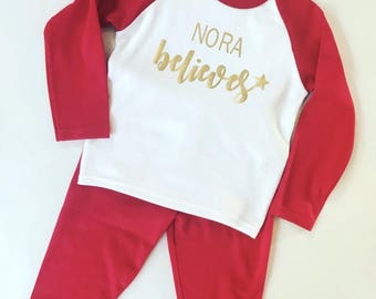 kids christmas pyjamas personalised pjs childrens xmas pyjamas believe pjs christmas gift for kids new baby gift baby pjstoddler pjs - Childrens Christmas Pyjamas kids christmas pyjamas personalised pjs childrens xmas pyjamas believe pjs christmas gift for kids new baby gift baby pjstoddler pjs - Childrens Christmas Pyjamas