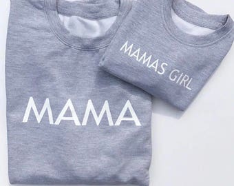 mama sweater set, mum and daughter sweater, twinning is winning, mama mamas girl, grey jumper, sweater set, cosy, mummy and me