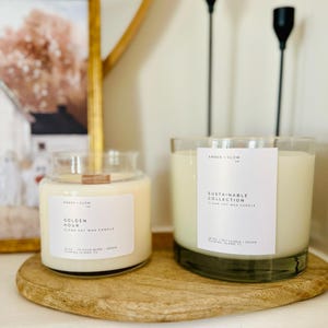 Apothecary Collection (left) Sustainable 3-Wick Collection (right). Our larger collection shown here is linked in this listings description or available on our main shop page.