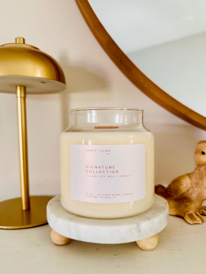 Clean Soy Wax Candle – Wood Wick, Apothecary Jar, Essential Oils image 4