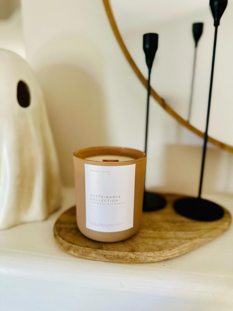 Refillable Soy Wax Candle – Wood Wick, Matte Vessel, Sustainable Home Fragrance image 4