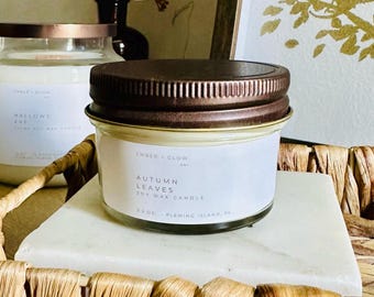 Mini Fall Wood Wick Soy Wax Candles - Essential & Fragrance Oils - 3.5 oz. 20 Hour Burn