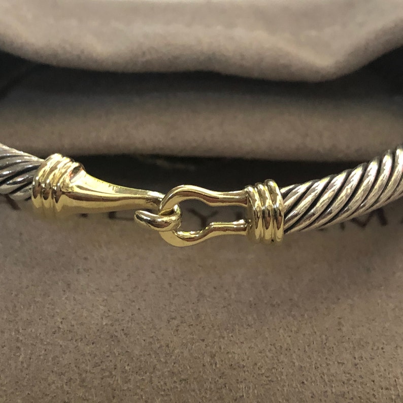 David Yurman Bracelet 14K Gold Cable Buckle Hook Bangle 5mm | Etsy