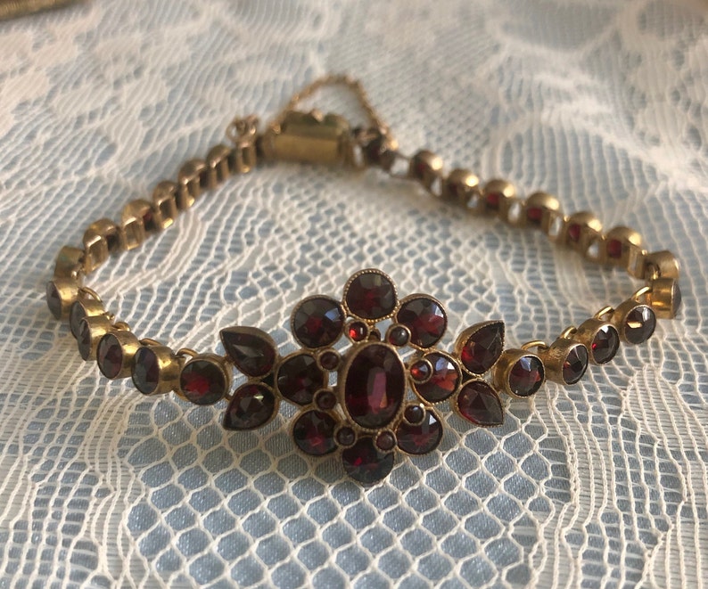 Antique Victorian Bohemian Garnet Bracelet Bohemian Garnet | Etsy