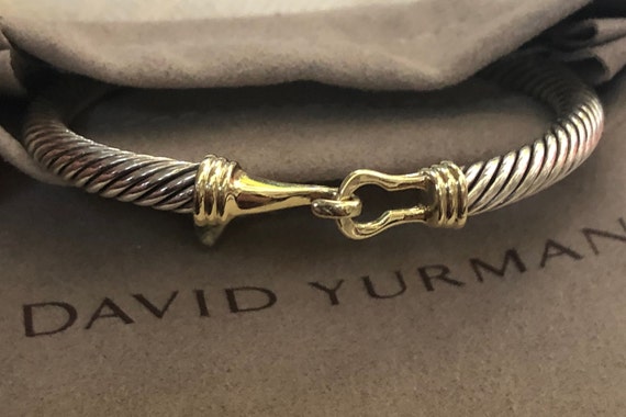 David Yurman Bracelet 14K Gold Cable Buckle Hook Bangle 5mm | Etsy