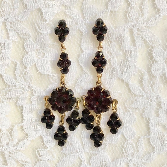 Antique Victorian Garnet Earrings Bohemian Garnet