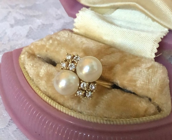 Vintage Pearl Ring Large 8mm Natural Pearls Toi Et Moi 14K | Etsy