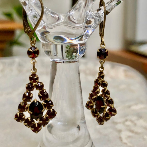 Antique Bohemian Garnet Earrings Bohemian Garnet H