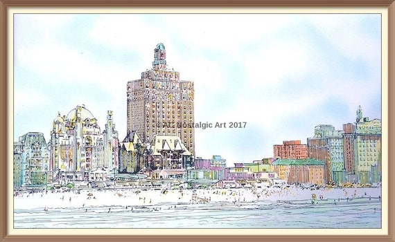 Panorama of Atlantic City Boardwalk 1930s