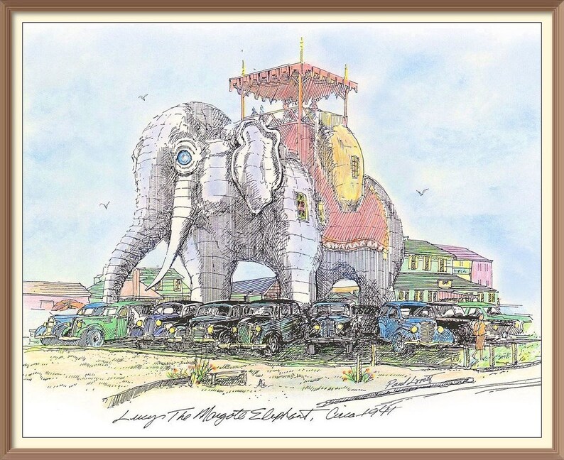 Classic Panorama of Lucy the Elephant Etsy