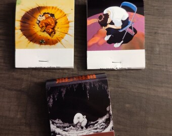 Berserk, Dragon Ball Z, Neon Genesis Evangelion Anime Manga matchbooks! Dead Yamcha Pose, Shinji Chair, & Schnoz Character Designs