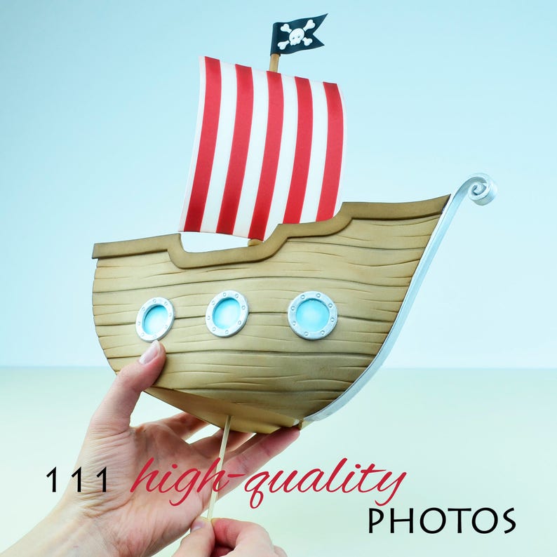 Pirate Ship Cake Topper TUTORIAL with TEMPLATES Etsy