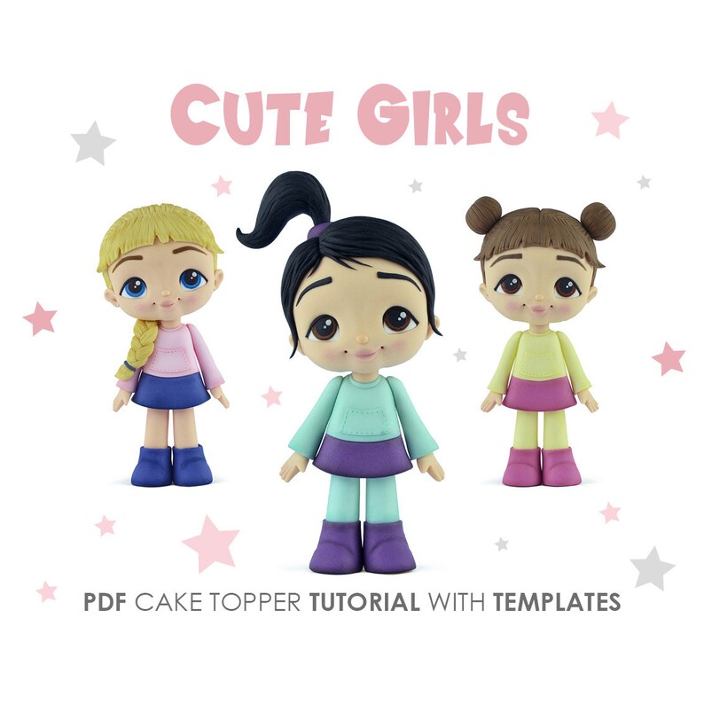 Cute Girls Cake Topper PDF TUTORIAL With TEMPLATES - Etsy