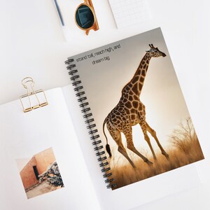 Giraffe Safari Notebook - &#39;Stand Tall, Reach High, Dream Big&#39; Journal for Giraffe & Animal Lovers. Wildlife Diary, Inspirational Gift