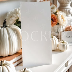 Autumn Menu Mockup 4x9, Holiday Menu Card Mockup, Pumpkins Dinner Menu Card Mockup, Fall Pumpkins Program Mockup, Autumn Menu Card Mockup