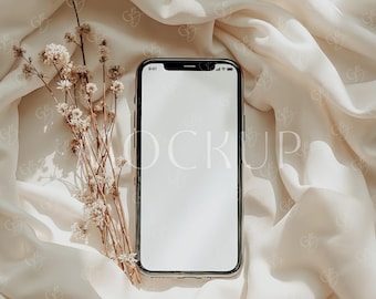 Boho Smartphone Mockup, iPhone Screen Mockup, Mobile Mockup, Digital Invitation Mockup, Elegant Electronic Invitation Mockup, Device Mockup