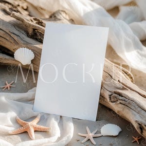 Maqueta de tarjeta de despedida de soltera costera de 5x7, maqueta de invitación de playa, maqueta de invitación de boda de verano, maqueta de tarjeta de mar, maqueta de invitación de boda en el océano