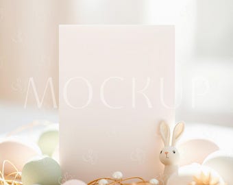 Easter Invitation Mockup 5x7, Boho Easter Card Mockup, Spring Invitation Mockup, Holiday Spring Card Mockup, Easter Greeting Card Mockup PSD