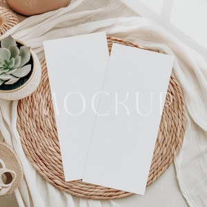 Boho bruiloftsmenu mockup 4 x 9, menu dubbele kaart mockup, neutrale tinten bruiloft menu mockup, dinerprogramma menu mockup, eenvoudig menu mockup