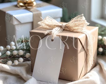 Xmas Party Thank You Tag Mockup, Christmas Tag Mockup, 2X3.5 White Tag Mockup, Winter Boho Holiday Favor Tag Mockup, Custom Gift Tag Mockup