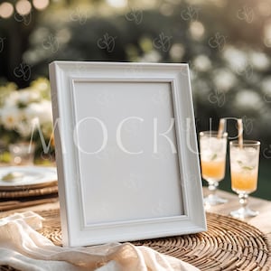 White Bar Menu Sign Mockup, 8x10 Sign Mockup, Table Sign Mockup, Table Frame Sign Mockup, Table Number Sign Mockup, Drink Menu Sign Mockup