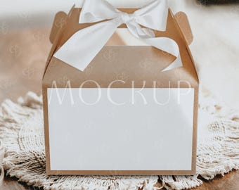 Boho Gable Box Label Mockup, Party Favor Mockup, Wedding Favor Box Label Mockup, Baby Shower Gift Box Sticker Mockup, Thank You Gift Mockup