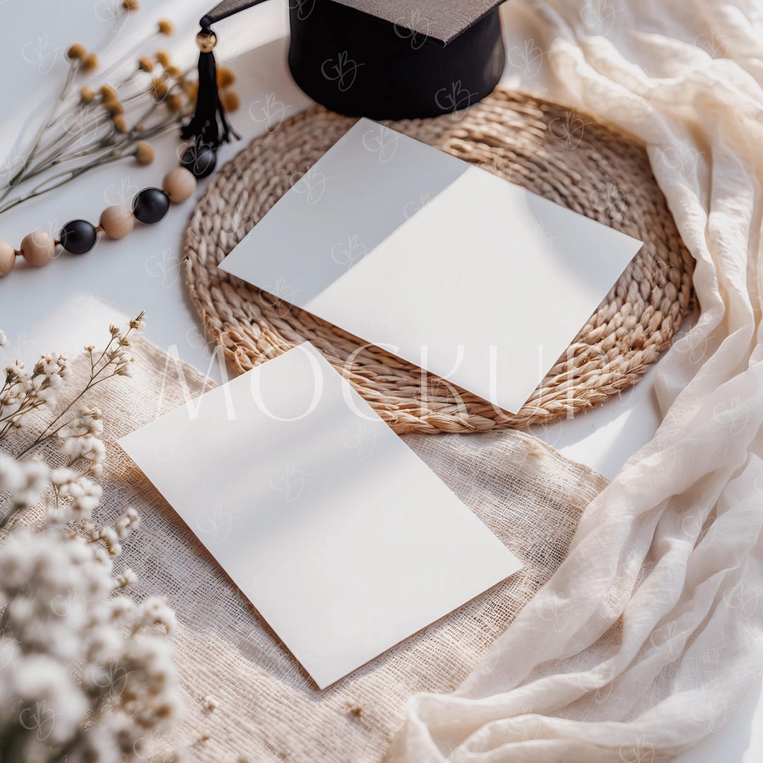 Double High School Invite Mockup, Graduation Greeting Invitation Mockup ...