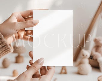 Children Birthday Party Invite Mockup, Gender Neutral Baby Shower Mockup, Boho Baby Shower Invite Card Mockup, Invite And Insert Card Mockup