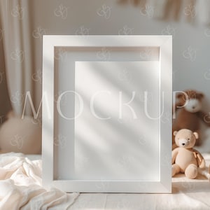 Babyparty Tischnummer Mockup 8x10, Boho Babyzimmer Tischschild Mockup, Kindergeburtstag Holzrahmen Mockup PSD, Boho Kinderzimmer Rahmen Mockup