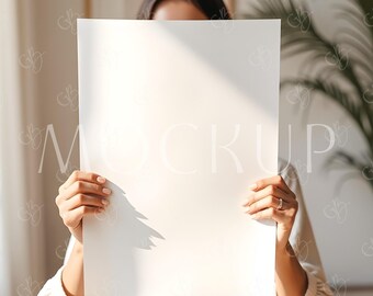 Poster Mockup With Person, Vertical Poster A3 Mockup, Bohemian Poster Mockup A4/A3, Modern Minimalist Paper Mockup, Paper Display Mockup