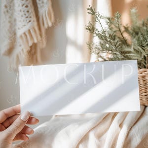 Couponcodemodel, verrassing Boho-cadeaubonkaartenmodel, cadeaubonmodel 7 x 3, instapkaartmodel, mockup verjaardagsreiskaartje