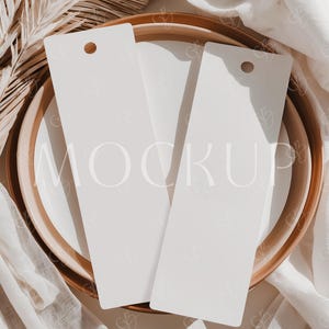 Baptism Two Sides Bookmark 2x6 Mockup, Boho Double Card Bridal Shower Bookmark Mockup, Blank Bookmark Mockup, Baby Shower Bookmark Mockup