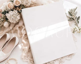 Minimalistic Neutral Tones Wedding Newspaper Mockup, Boho Bridal Shower Party Newspapers Template PSD
